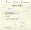 Registo de velocípede de marca Peugeot com o nº 8444, em nome de Fernando Reis, morador em Queluz.