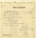Registo de velocípede de marca Oriental, com o nº 6385, em nome de Garibaldi Nunes, morador em Venda Seca.