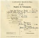 Registo de velocípede de marca Baronia, com o nº 2508, em nome de João José Rodrigues Araújo, morador em Rio de Mouro.