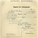 Registo de velocípede de marca Peugeot, com o nº 298, em nome de Manuel Alves Carriço, morador em Pero Pinheiro.