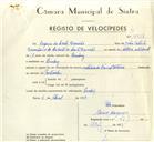 Registo de velocípede de marca Famel com motor Vitória, com o nº 9938, em nome de Rogério da Costa Damião, morador em Queluz.