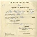 Registo de velocípede de marca Olga, com o nº 3488, em nome de Maria Celeste Faria Graça, moradora em Sintra.