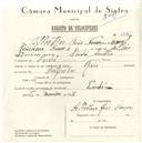 Registo de velocípede de marca Raio, com o nº 5616, em nome de Albertino Reis Neves, morador em Linhó.