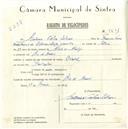 Registo de velocípede de marca Oriental, com o nº 5641, em nome de António Calça Esteves, morador em Rio de Mouro.
