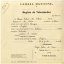 Registo de velocípede de marca Catalina, com o nº 3055, em nome de Tiago Pedro da Silva, morador em Assafora.