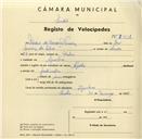 Registo de velocípede de marca Apollo, com o nº 3561, em nome de Mário da Conceição Tomás, morador em Agualva.