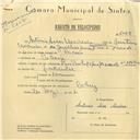 Registo de velocípede de marca Pombal com motor Cuciolo, com o nº 6088, em nome de António Aires Moreira, morador em Cabriz.