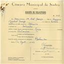 Registo de velocípede de marca Raio, com o nº 5941, em nome de Joaquim da Costa Gairifo, morador em Bolembre.