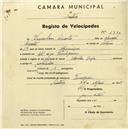 Registo de velocípede com o nº 1790, em nome de Wenceslau Duarte, morador em Terrugem.