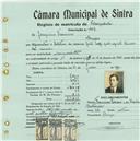 Registo de matricula de velocipedista em nome de Joaquim Francisco, morador em Anços, com o nº de inscrição 413.