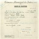 Registo de velocípede de marca Aranha, com o nº 5359, em nome de Isidoro Dias Pereira, morador em Casal do Pelão, Belas.