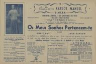 Programa do filme "Os Meus Sonhos Pertencem-te" realizado por Michael Curtizcom a participação de Adolph Menjou, Eve Arden, S. Z. Zakall e o Coelho Bugs.