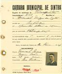 Registo de matricula de velocipedista em nome de Manuel Sérgio da Costa, morador em Pero Pinheiro, com o nº de inscrição 2157.