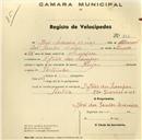 Registo de velocípede de marca Peugeot, com o nº 212, em nome de José Maceira Neves, morador em S. João das Lampas.
