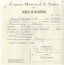 Registo de velocípede com o nº 5119, em nome de Manuel Roussado Tacão, morador em Sabugo.