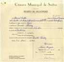 Registo de velocípede com o nº 10085, em nome de Manuel Coelho, morador em Pendão.