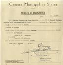 Registo de velocípede com o nº 8187, em nome de Carlos António de Jesus Gairifo, morador em Penedo.