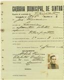 Registo de matricula de velocipedista em nome de José Francisco, morador nas Lameiras, com o nº de inscrição 1845.