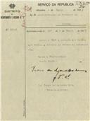Ofício dirigido ao Administrador do Concelho de Sintra, proveniente do Distrito de Recrutamento e Reserva nº 2, Tenente Coronel Pedro de Azevedo Cruz, acusando a receção dos talões m/5.