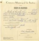 Registo de velocípede de marca Bismarck com o nº 7264, em nome de Carlos de Carvalho Alves, morador em Sintra.
