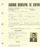 Registo de matricula de velocipedista em nome de Manuel Jesus Silvestre, morador em Faião, com o nº de inscrição 1923.