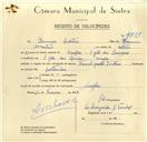 Registo de velocípede de marca Famel, com o nº 9751, em nome de Domingos Martins, morador em Assafora.