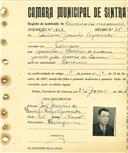 Registo de matricula de carroceiro 2 ou mais animais em nome de António Jacinto Figueiredo, morador na Terrugem, com o nº de inscrição 1802.