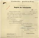 Registo de velocípede de marca Atlantic, com o nº 462, em nome de Manuel Raimundo Leitão, morador em Cova da Onça.