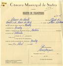 Registo de velocípede com o nº 7836, em nome de Silvério dos Santos, morador em Queluz.