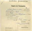 Registo de velocípede com o nº 365, em nome de António Bolizario da Silva, morador em Fação.