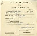 Registo de velocípede de marca Origan, com o nº 3667, em nome de António Luís Vaz Quintela Emans, morador em Meleças.