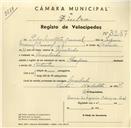 Registo de velocípede de marca Champion, em nome de Pedro Martins Caracol, morador em Morelinho.