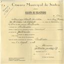 Registo de velocípede de marca Nacional, com o nº 5921, em nome de Domingos Vicente da Silva, morador em Fontanelas.