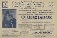 Programa do filme "O Libertador" com a participação de David Niven e Margaret Leighton, Jack Hawkins, Cyril Cusak e Arlette Marchal.