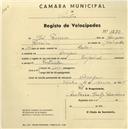 Registo de velocípede de marca Imperial, com o nº 1270, em nome de José Ferreira, morador em Assafora.