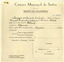 Registo de velocípede de marca Império, com o nº 9722, em nome de Domingos de Almeida Borlinhas, morador em Algueirão.