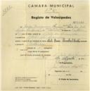 Registo de velocípede de marca Cicles Raio e Pombal, com o nº 2660, em nome de Jorge Joaquim Almeida Andrade, morador em S. João das Lampas.