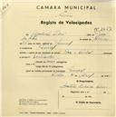 Registo de velocípede de marca Raio & Pombal, com o nº 2457, em nome de Agostinho Pedro, morador em Lourel.