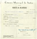 Registo de velocípede de marca Famel, com o nº 8236, em nome de Mário Cardoso de Lemos Bettencourt, morador em Sintra.