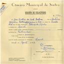 Registo de velocípede com o nº 5910, em nome de José António da Costa Barbosa, morador em Lourel.