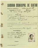Registo de matricula de velocipedista em nome de Maria Teresa Wauzeler, morador em Sintra, com o nº de inscrição 1559.