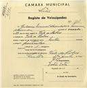 Registo de velocípede de marca Norton, com o nº 1901, em nome de Gualdino Manuel Alexandre, morador em Vale de Lobos.