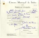 Registo de velocípede de marca Nacional, com o nº 8919, em nome de António Carvalho Dias, morador em Cacém de Cima.