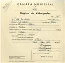 Registo de velocípede com o nº 3123, em nome de Batista João Cardoso, morador em Chilreira.
