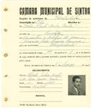 Registo de matricula de velocipedista em nome de Carlos Alberto Borba Baeta, morador na Rinchoa, com o nº de inscrição 1926.