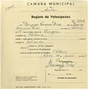 Registo de velocípede com o nº 2305, em nome de Domingos Lourenço Dias, morador em Chilreira.