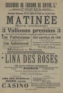 Programa de espetáculos com a participação da bailarina Lina des Roses e Rodrik.