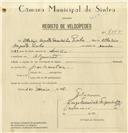 Registo de velocípede com o nº 7945, em nome de Albertino Augusto Martinho Pinho, morador em Algueirão.