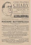 Programa do Cine Teatro-Chaby apresentando um grandioso espetáculo para a comemoração do seu o 1º aniversário. 