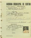 Registo de matricula de velocipedista em nome de João dos Santos Barroca, morador em Negrais, com o nº de inscrição 1617.